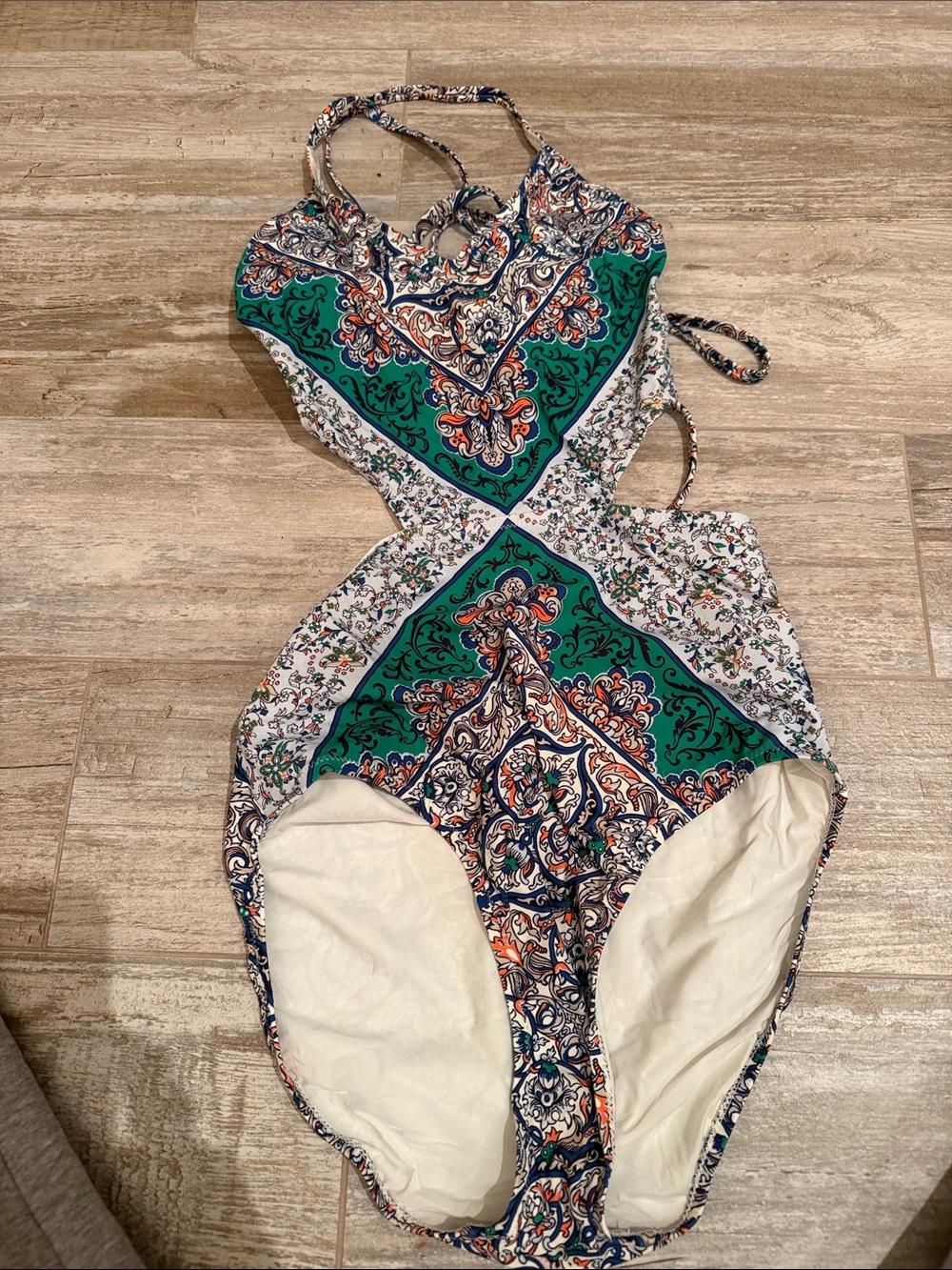 Tory Butch Women’s Green Paisley One-Piece Swimsuit - Small